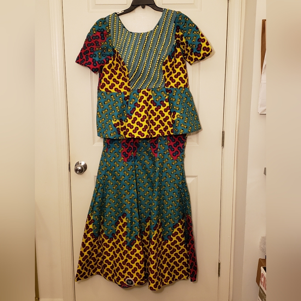 Vibrant Nigerian Two-Piece Set | Women's Size 16/18